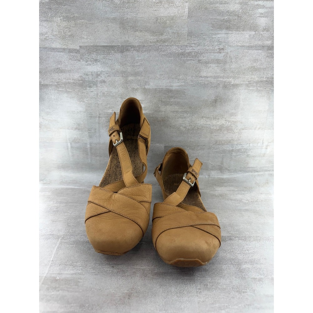 Teva Cabrillo Tan Leather Strappy Ankle Buckle Cork Sandals 1110231 Women Sz 8.5